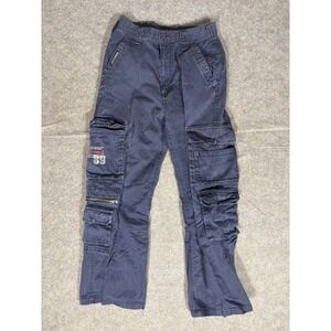 Paco Jeans Kids Navy Blue Cargo Pants Multi Pocket Utility Trousers 26x28‎